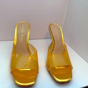 Giani Bini, size 12, gold dust clear heel.